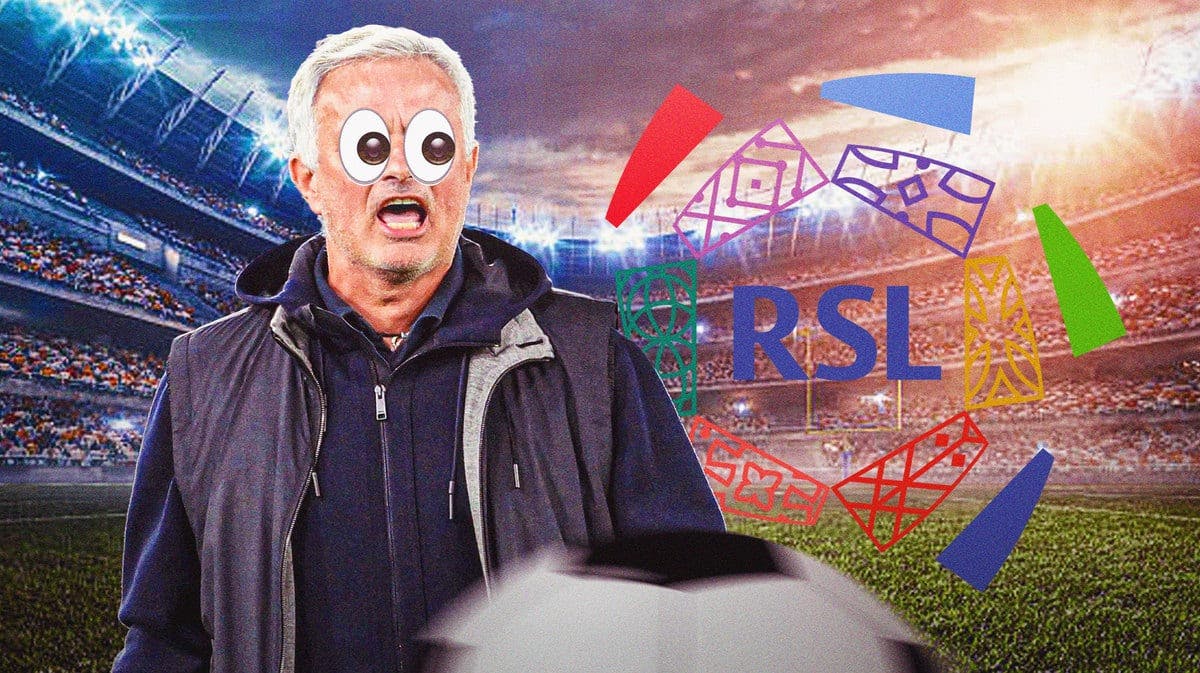 Jose Mourinho next to the Saudi Pro League logo