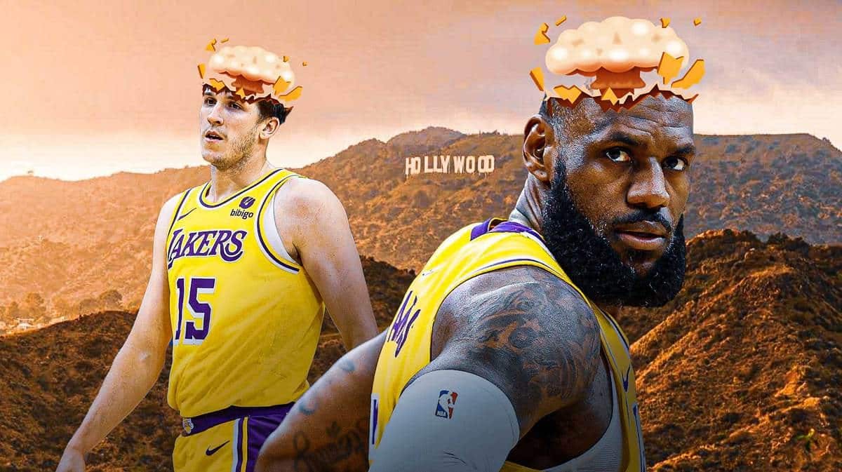 Lakers' LeBron James and Austin Reaves with mind-blown heads