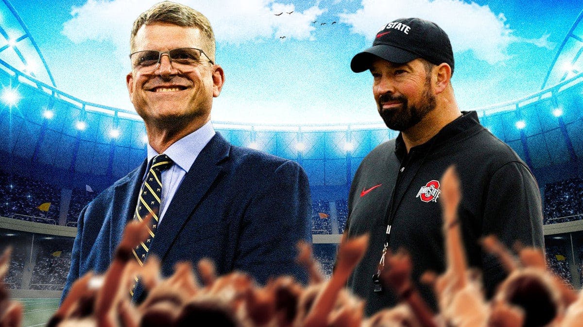 Michigan coach and JJ McCarthy mentor Jim Harbaugh with Ohio State football Ryan Day