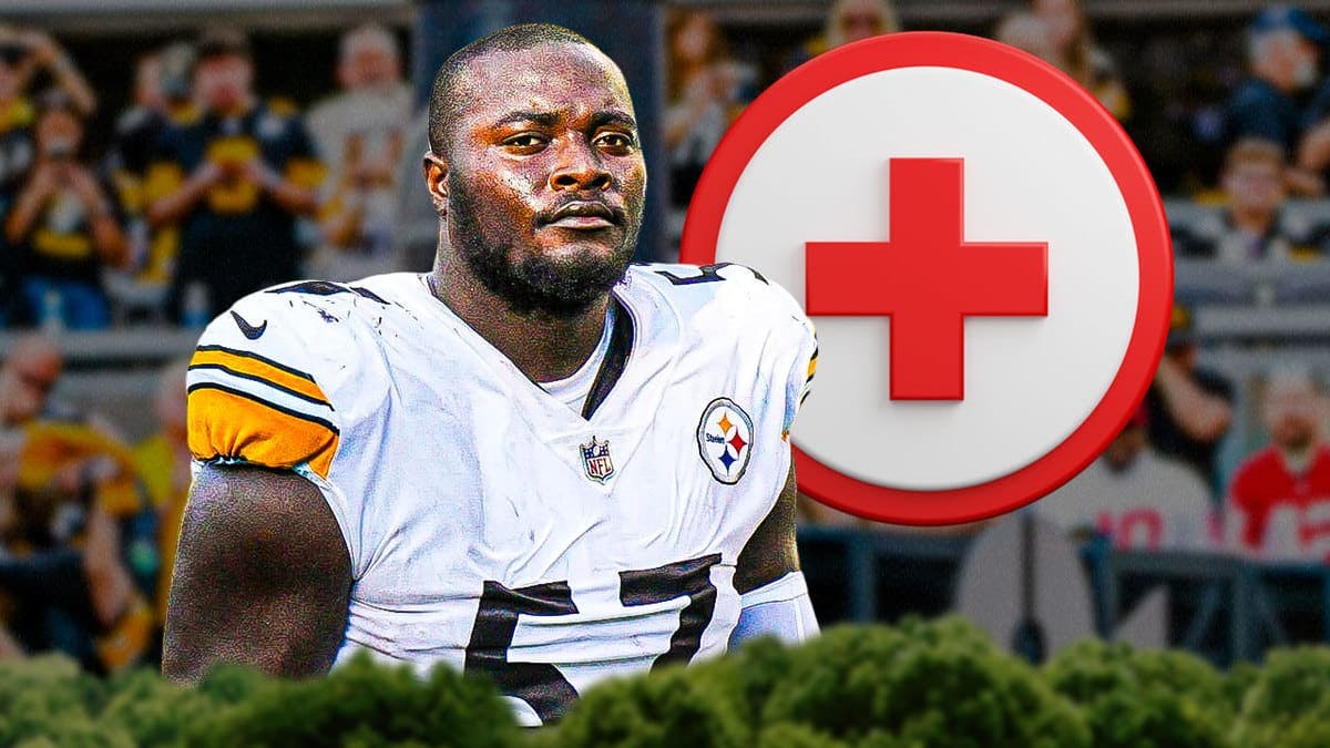PIttsburgh Steelers nose tackle Montravius Adams with the medical cross symbol