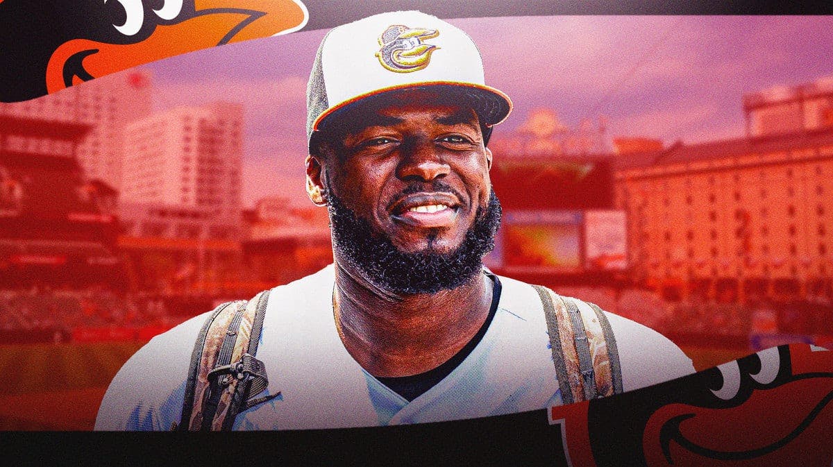 Baltimore Orioles' Felix Bautista looking happy/triumphant.