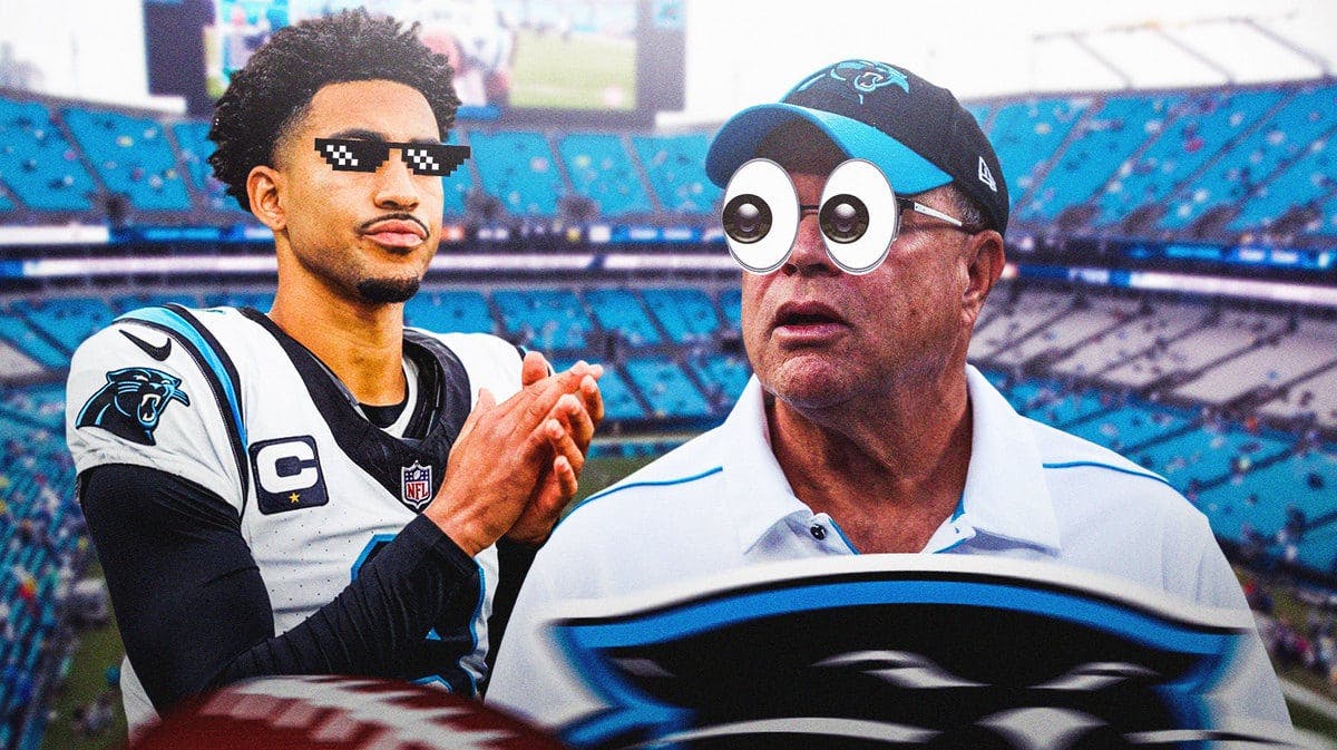 Panthers owner David Tepper with woke eyes, Bryce Young with deal with it shades
