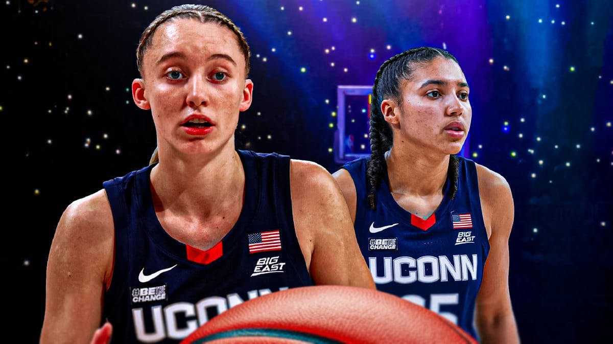 UConn women’s basketball players Paige Bueckers and Azzi Fudd