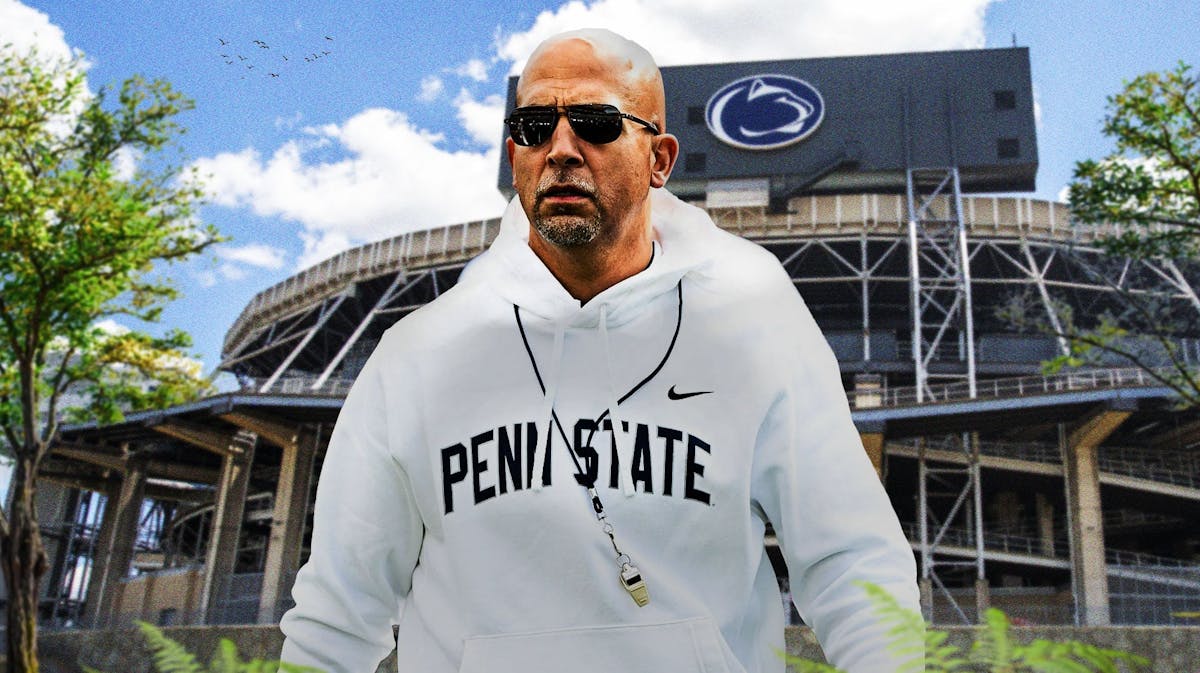 Penn State football, Nittany Lions, James Franklin Penn State, Transfer portal, James Franklin, James Franklin with Penn State football stadium in the background