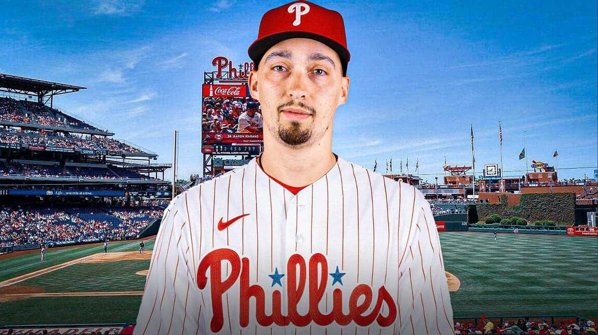 ACTION SHOT of Blake Snell in Phillies uniform.