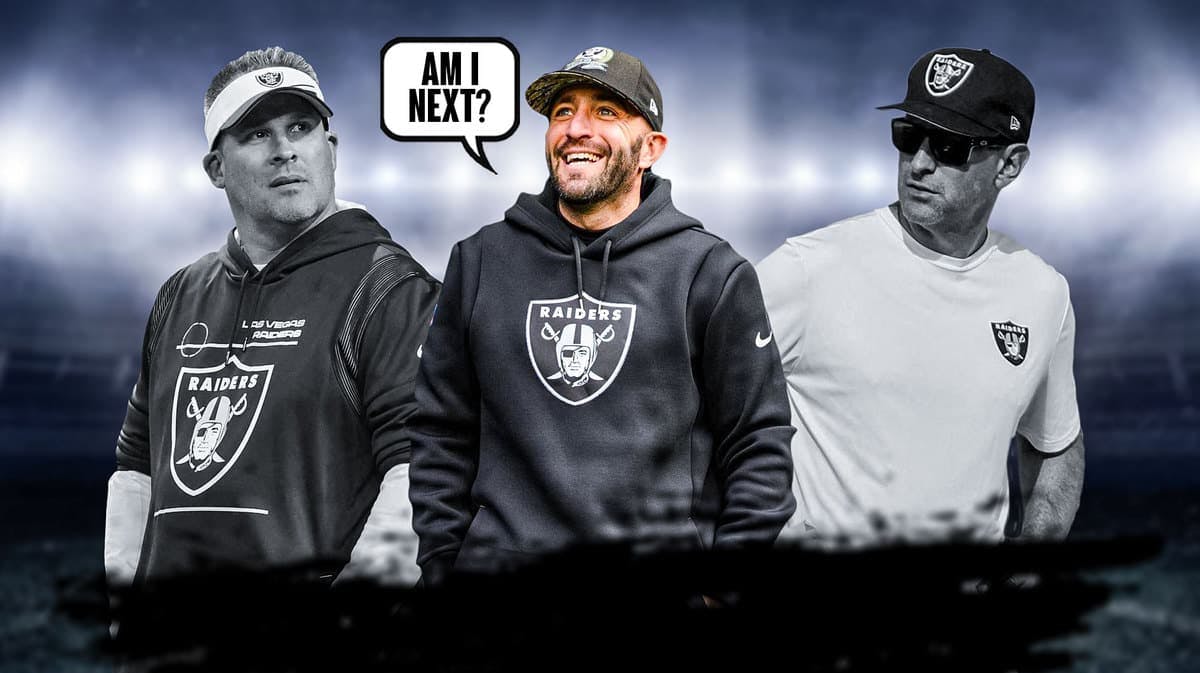 Mick Lombardi in the middle with a caption bubble saying “Am I next?” Josh McDaniels and Dave Ziegler on either side of him in black and white.