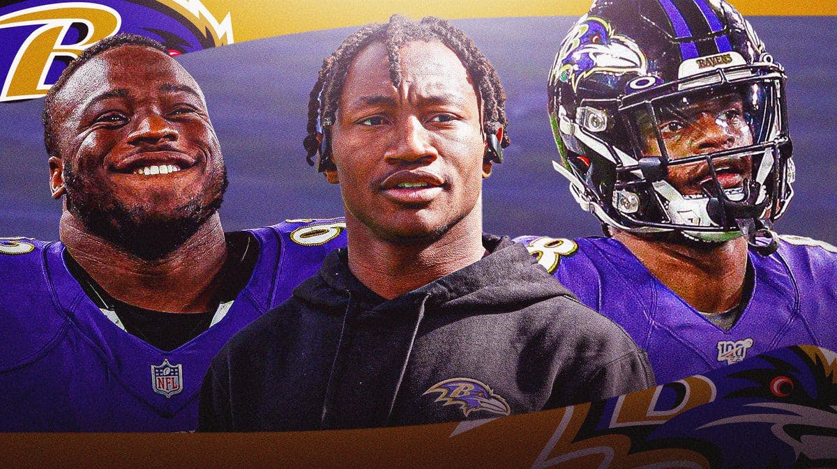 Baltimore Ravens Zay Flowers, Lamar Jackson, and Justin Madubuike