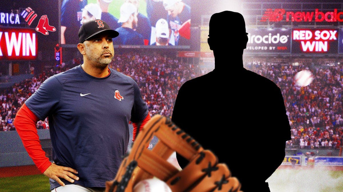 Boston Red Sox manager Alex cora and silhouette of new pitching coach Andrew Bailey