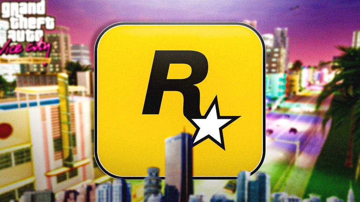 Rockstar Games logo with Vice City in the background