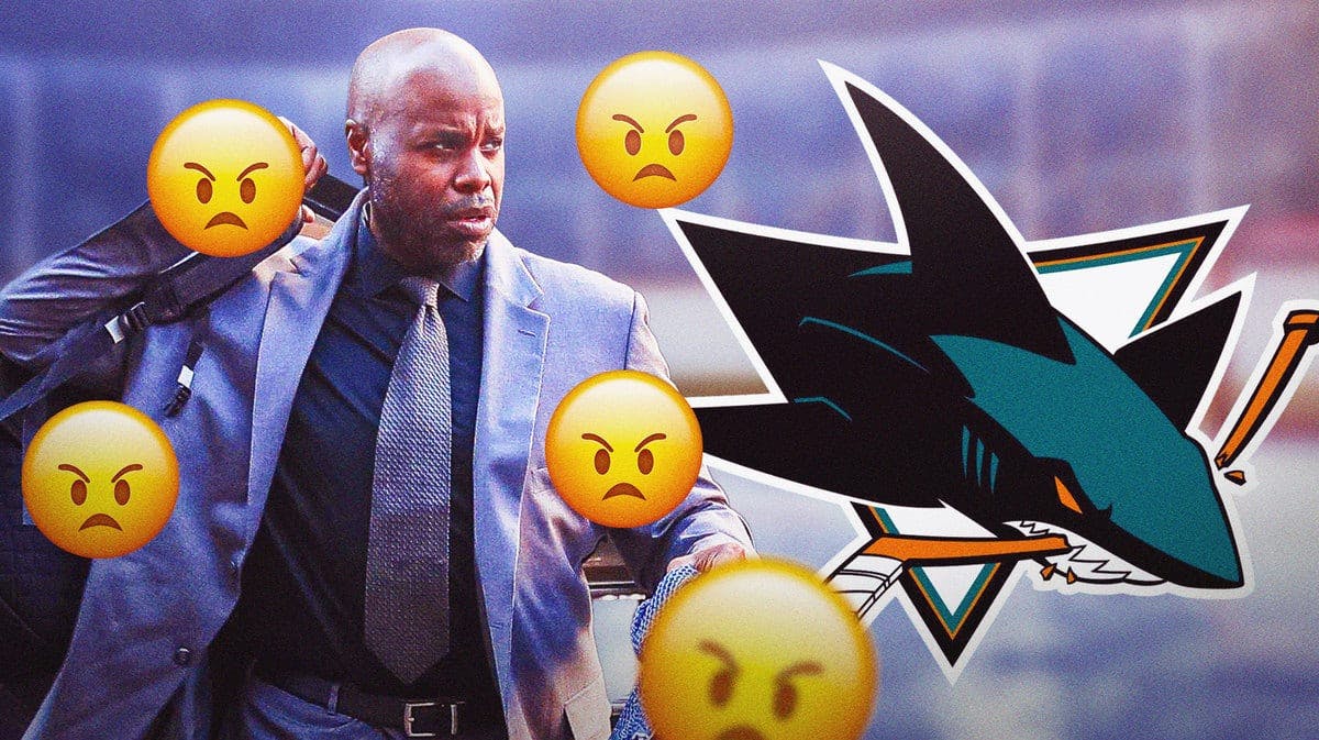 Mike Grier, angry emojis, Sharks logo