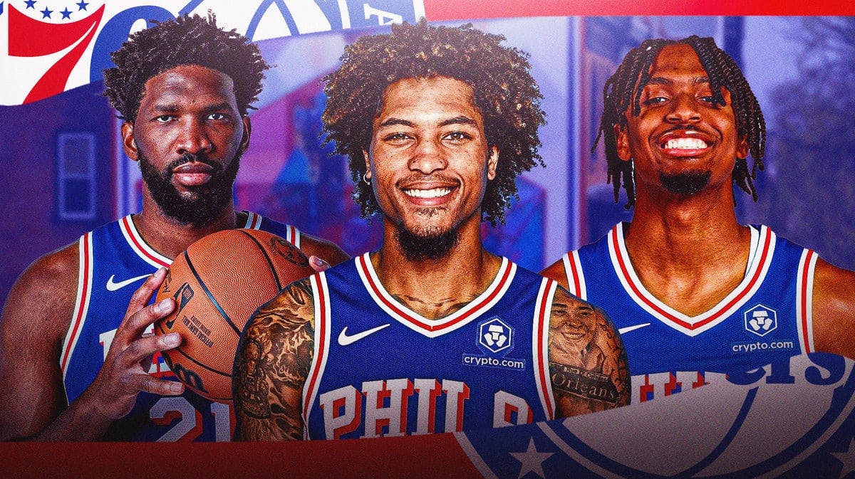 Sixers' Joel Embiid, Kelly Oubre Jr and Tyrese Maxey