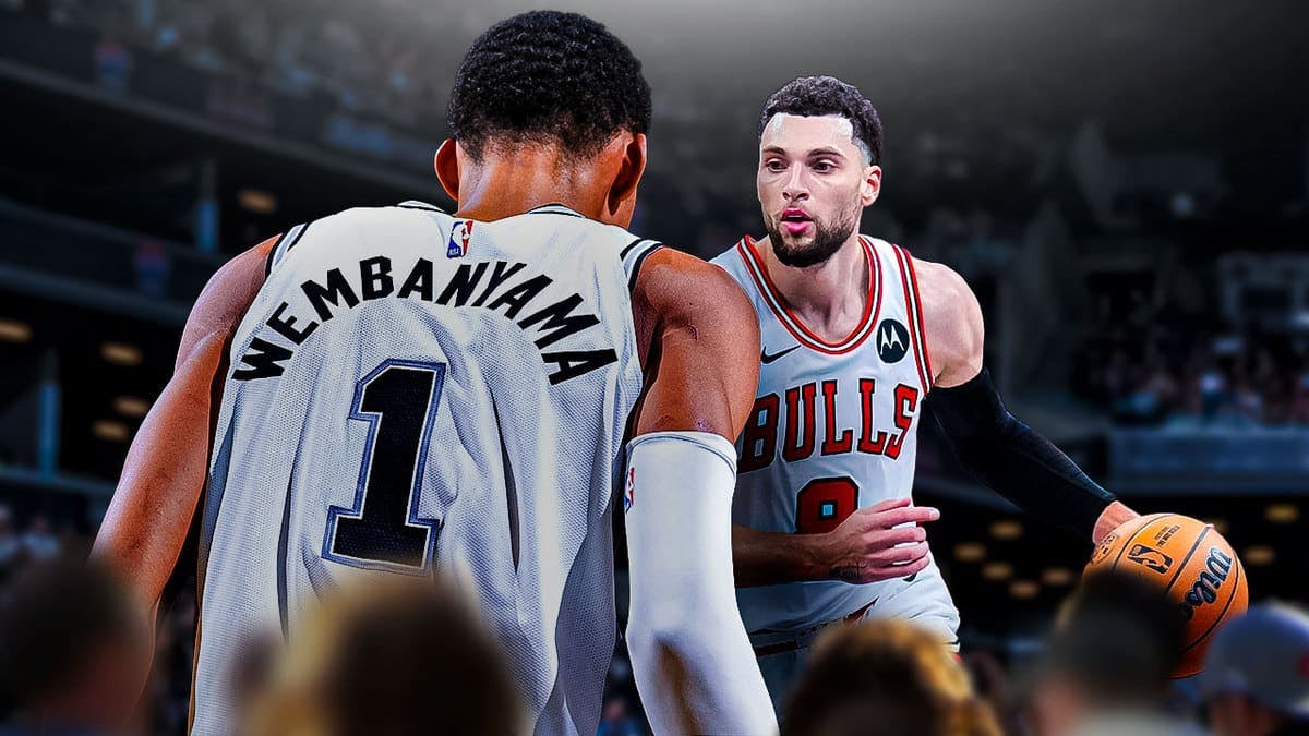 Zach LaVine of the Bulls and Victore Wembanyama of the Spurs
