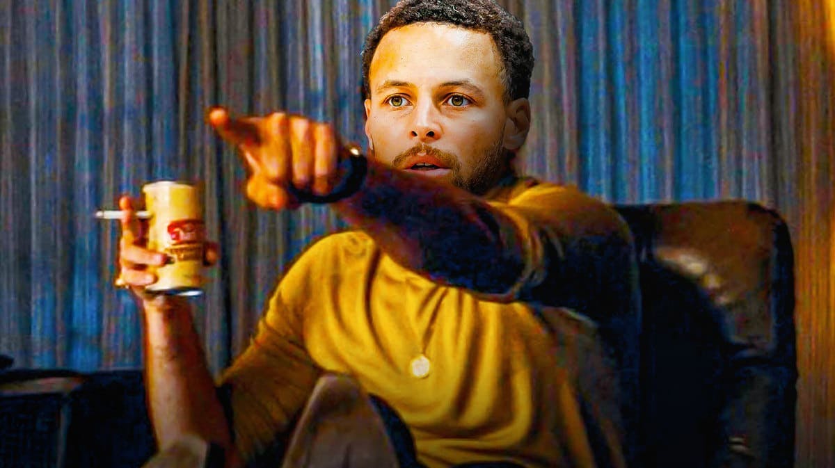 Stephen Curry of the Warriors as the Leonardo DiCaprio pointing meme