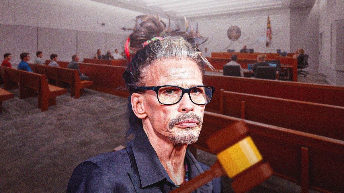 Aerosmith frontman Steven Tyler in a courtroom.