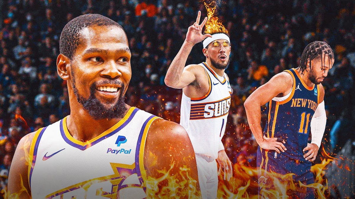 Suns stars Kevin Durant and Devin Booker after beating Jalen Brunson, Knicks