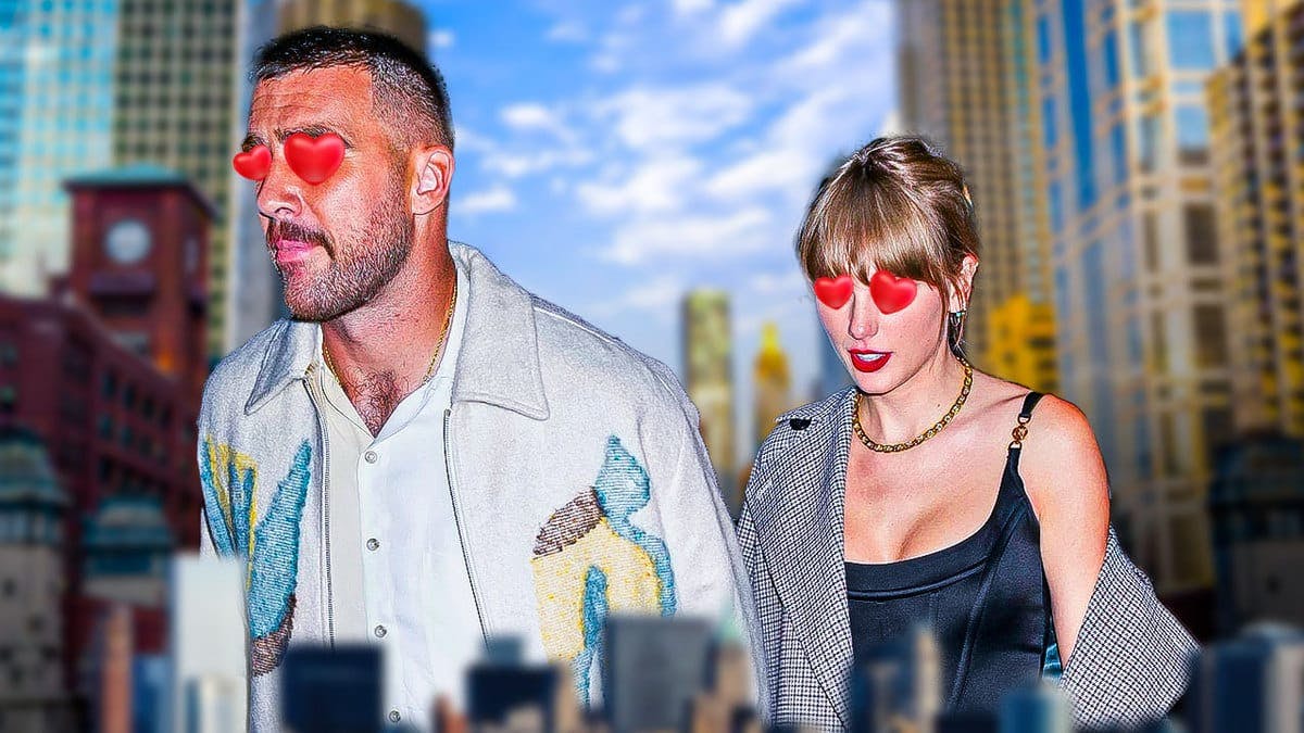 Taylor Swift and Chiefs star Travis Kelce with heart eyes