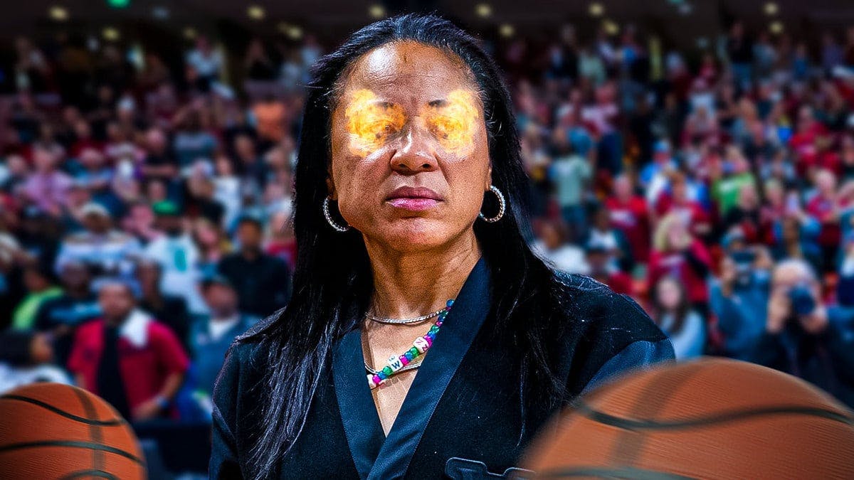 South Carolina Women’s basketball coach Dawn Staley with fire in her eyes