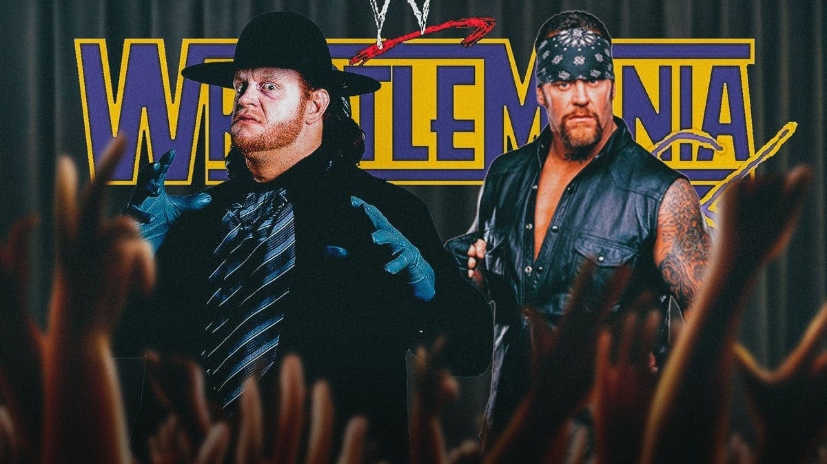 The Undertaker (deadman) next to The Undertaker (American Badass) with the WrestleMania X8 logo as the background.