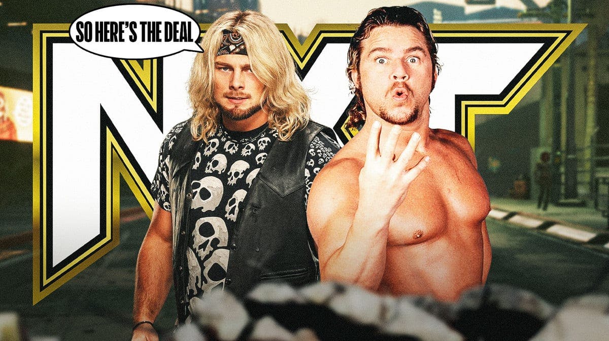 Lexis King with a text bubble reading “So here’s the deal” next to Brian Pillman with the NXT logo as the background.