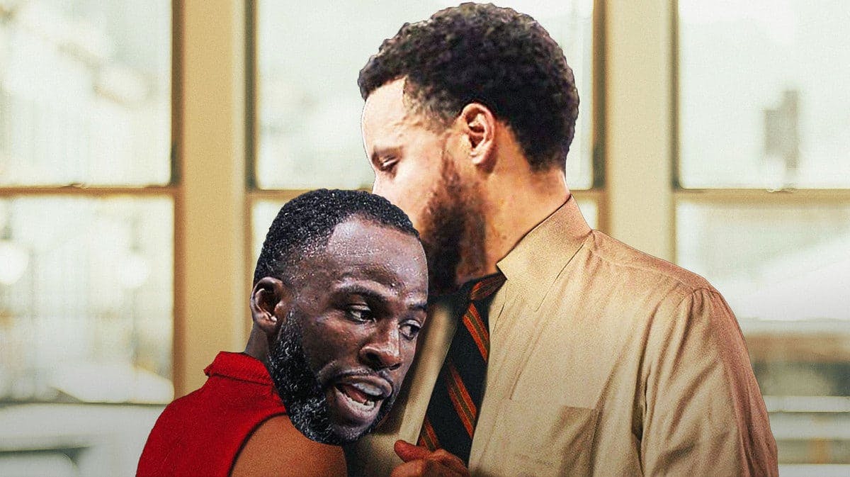 Warriors' Stephen Curry as the guy and Draymond Green as the woman