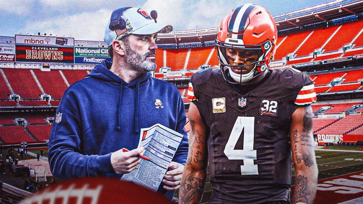 Deshaun Watson and Kevin Stefanski, looking disappointed for the Cleveland Browns