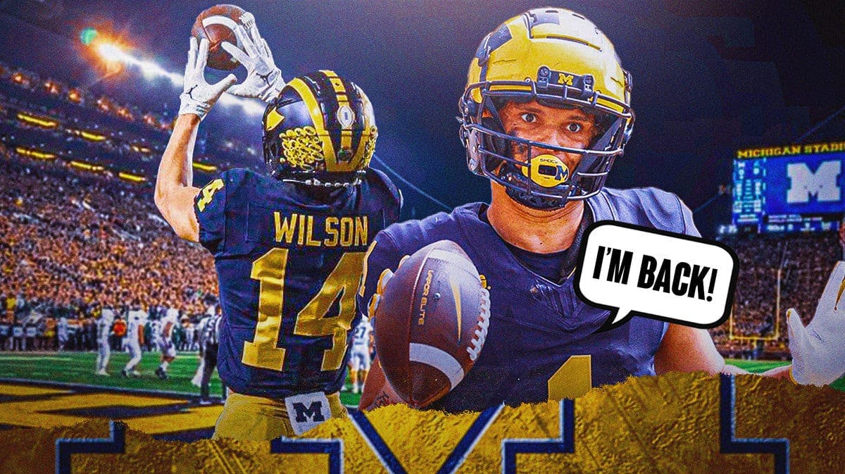Thumb: Michigan football Roman Wilson saying, “I’m back!”