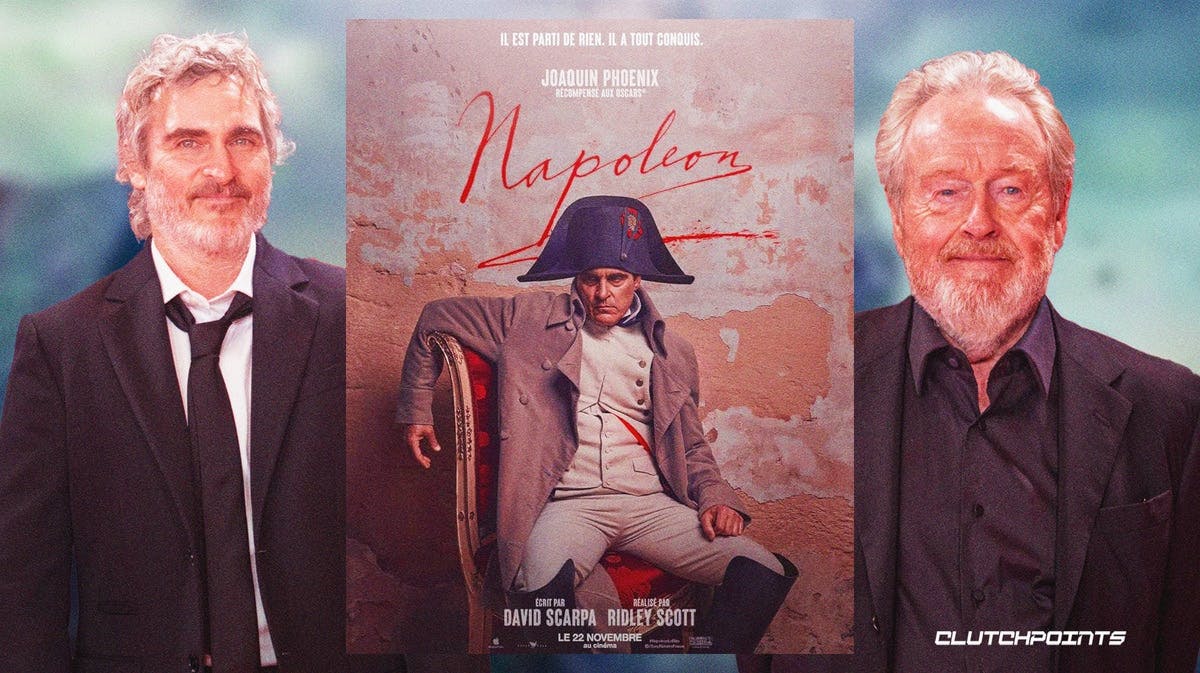 Napoleon director with Joaquin Phoenix and Ridley Scott.