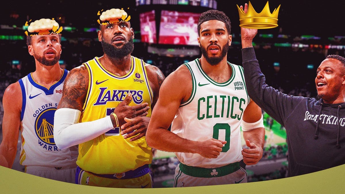 Paul Pierce putting a crown on Jayson Tatum’s head. LeBron James and Stephen Curry with mind-blown head