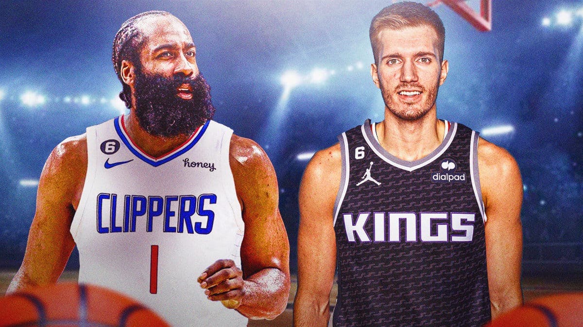 Sixers guard James Harden and Kings forward Filip Petrusev