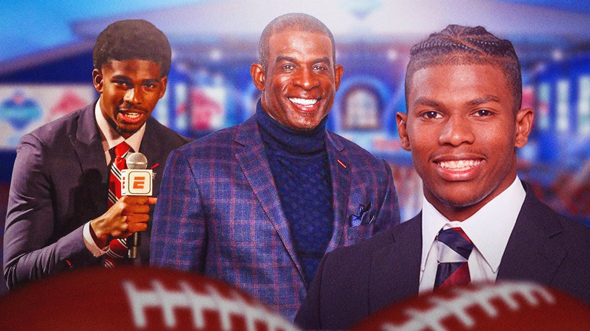 Photo: Deion Sanders at the NFL draft with Shedeur Sanders and Shilo Sanders, all in suits