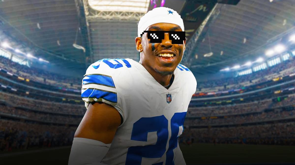 ACTION SHOT of Cowboys' DaRon Bland with deal with it shades