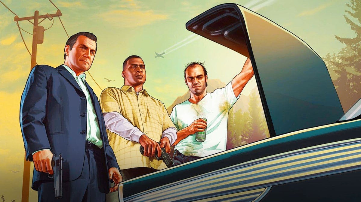 Rockstar Games: Michael, Franklin, & Trevor from Grand Theft Auto opening a car trunk