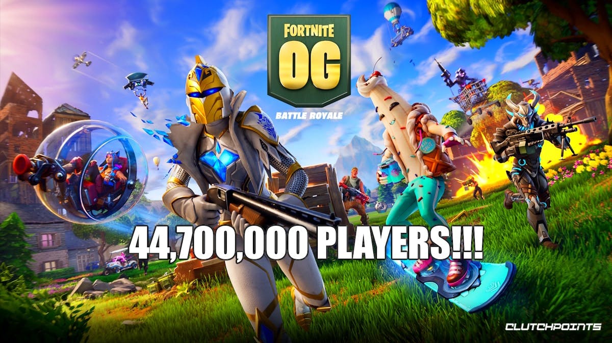 fortnite og record, fortnite og, fortnite og players, fortnite, fortnite og launch, key art for Fortnite OG showing various characters with the text of the number of players under it