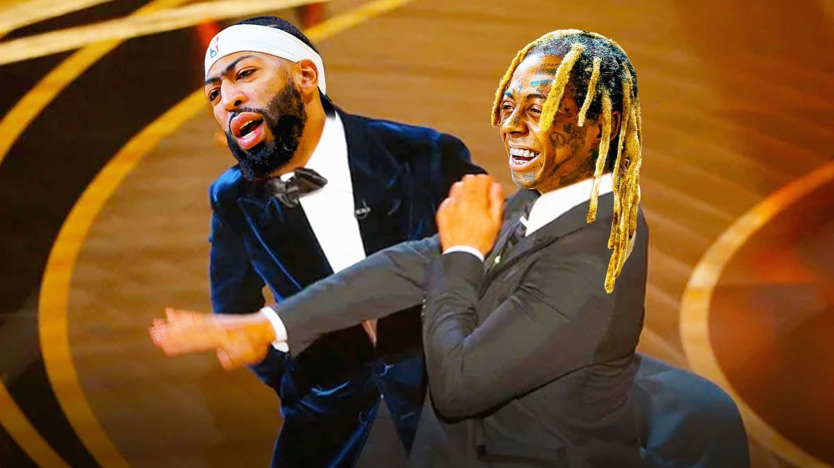 Lil Wayne as Will Smith and Lakers' Anthony Davis as Chris Rock in the slapping meme