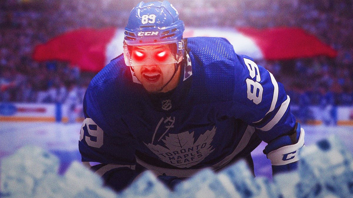 Action shot of Nick Robertson of the MAPLE LEAFS with woke eyes