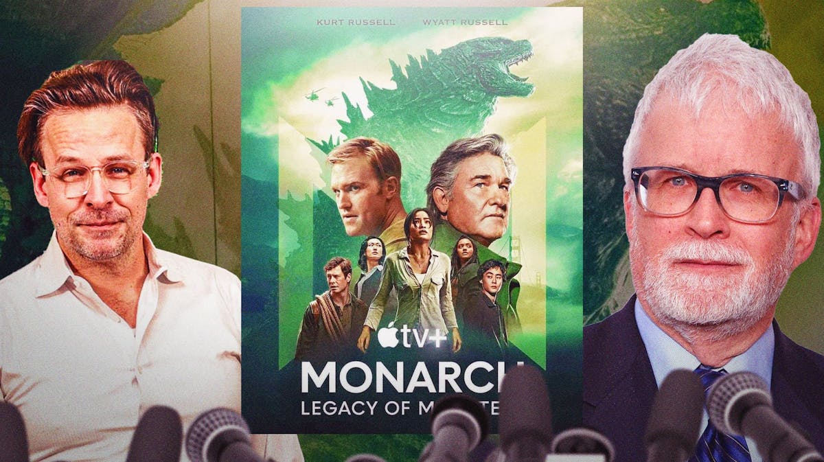 Matt Fraction and Chris Black around Monarch: Legacy of Monsters poster.