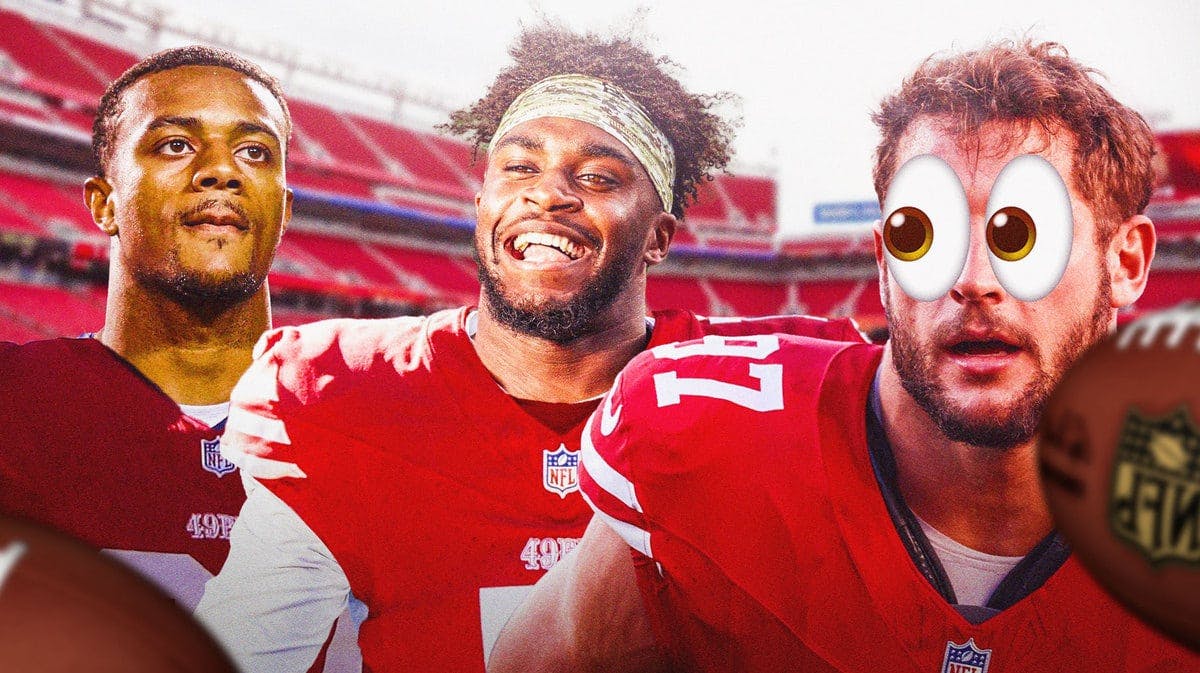Thumb: Pat Surtain II, Jaylon Johnson in 49ers jersey. Nick Bosa with eyes emoji.