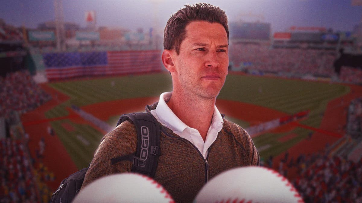 Craig Breslow with Fenway Park in the background