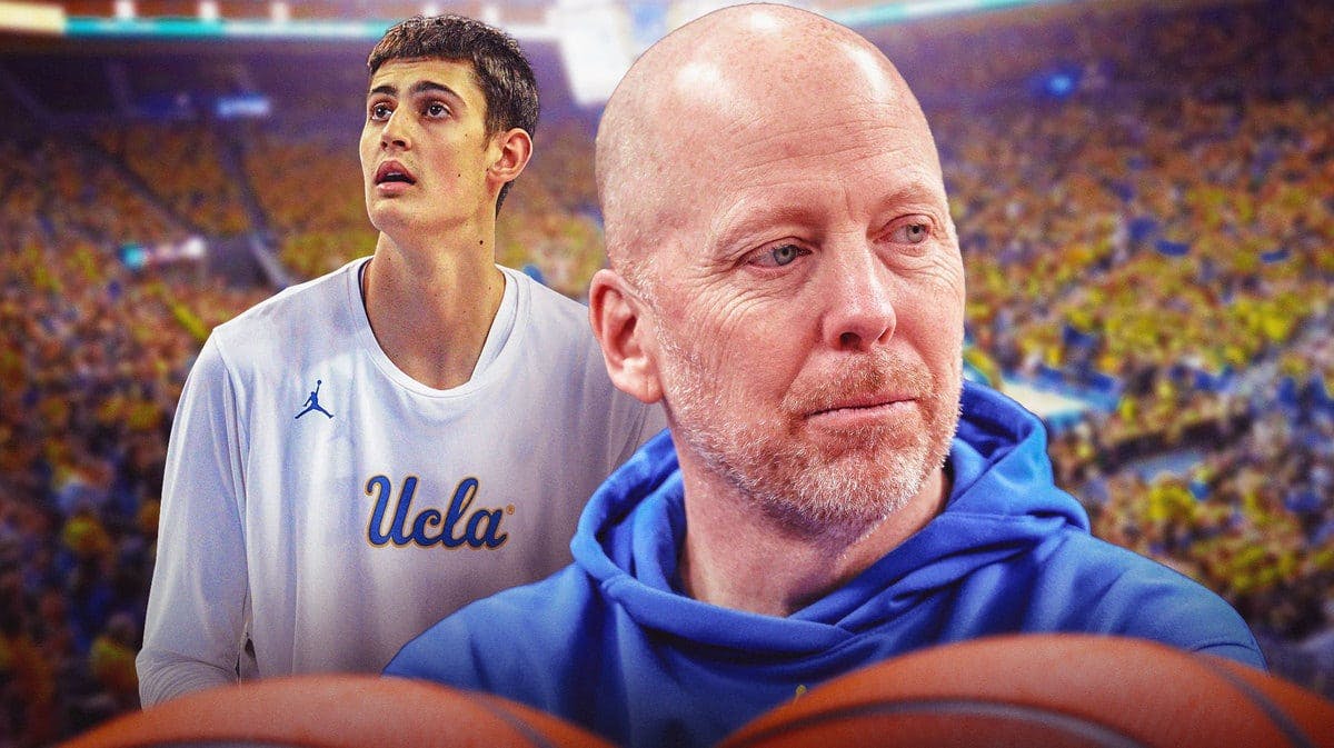 Mick Cronin (UCLA basketball head coach) with Aday Mara (UCLA)
