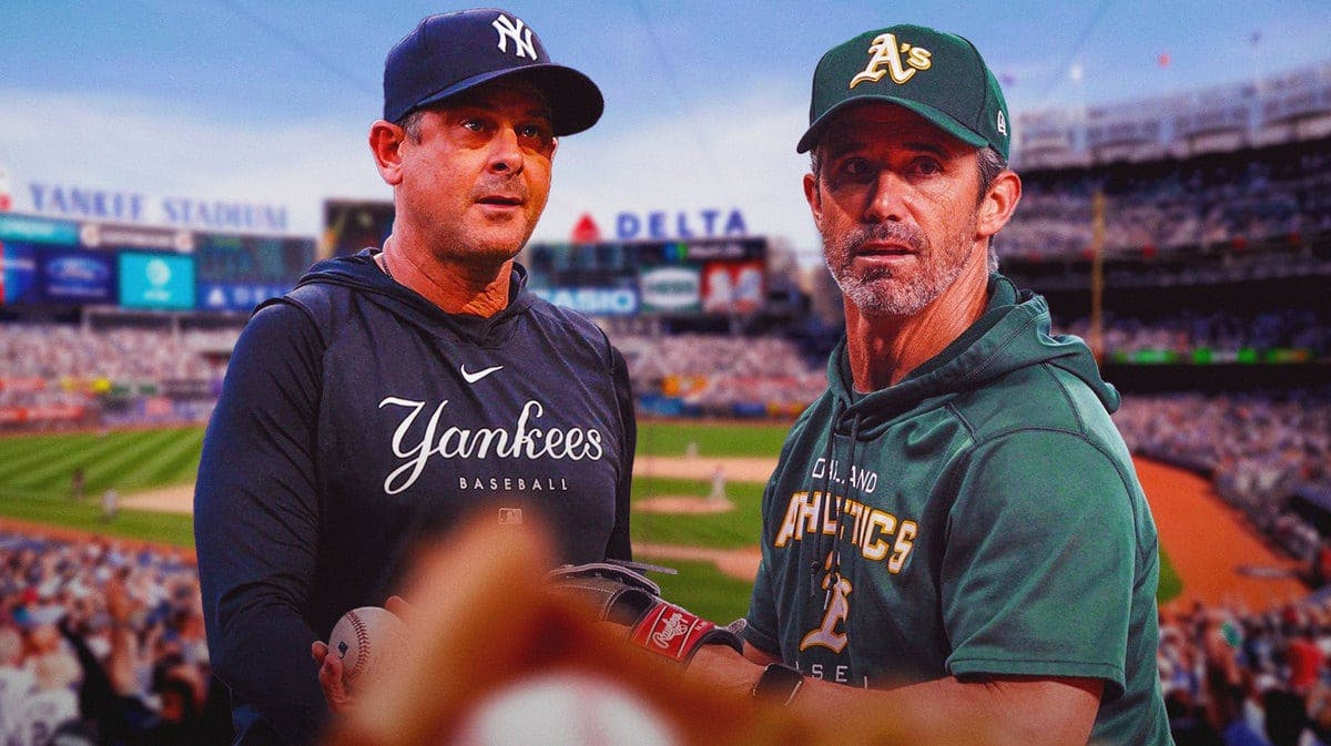 Baseball manager Brad Ausmus and New York Yankee manager Aaron Boone