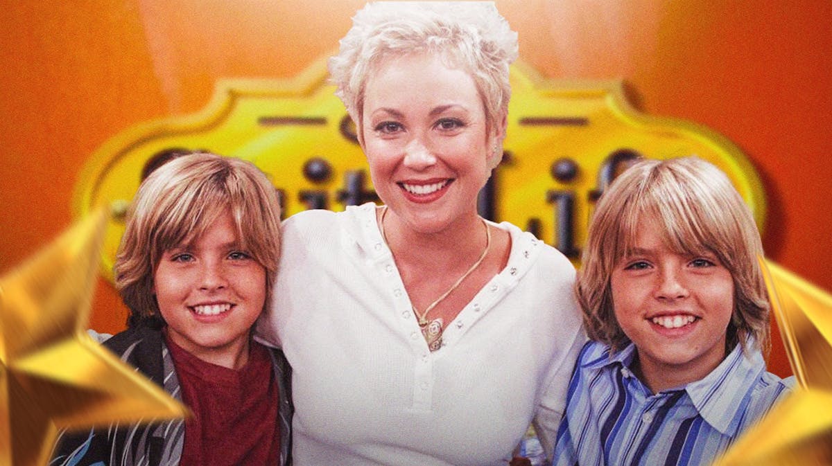 Kim Rhodes, Dylan Sprouse, and Cody Sprouse together.