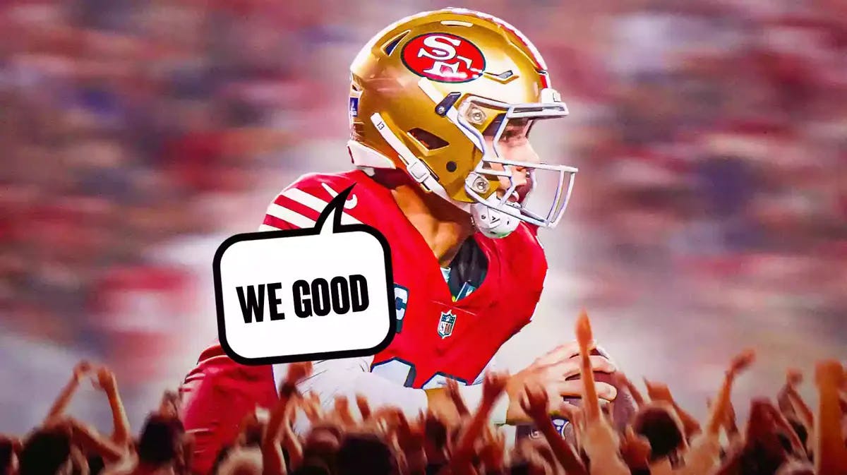 Photo: Brock Purdy saying “We good” in 49ers jersey in action