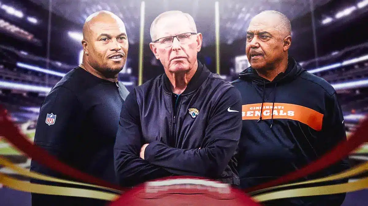 Raiders interim head coach Antonio Pierce with Tom Coughlin and Marvin Lewis