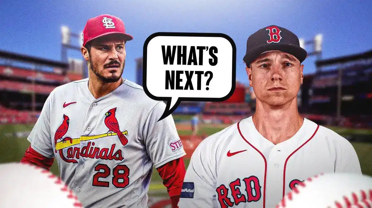 Cardinals' Nolan Arenado saying the following: What’s next? Tyler O’Neill in a Red Sox uniform next to Arenado