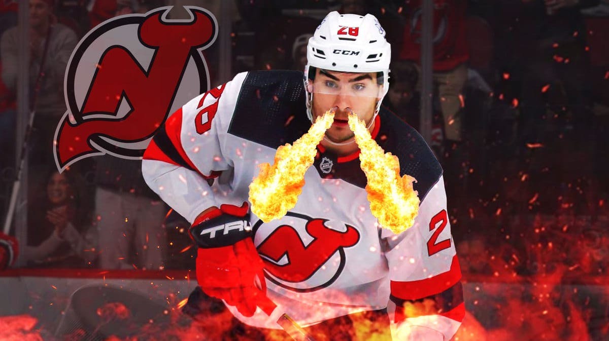 New Jersey Devils forward Timo Meier breathing fire after losing to the San Jose Sharks on December 1, 2023