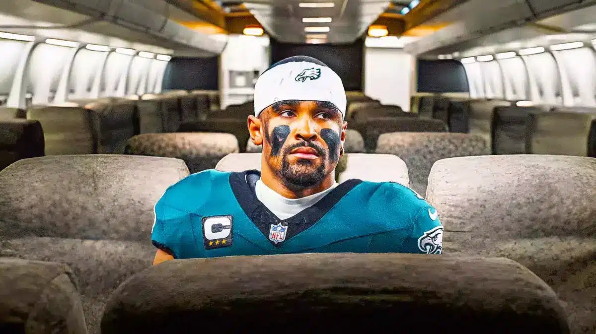 Jalen Hurts (eagles) as a guy as a solo passenger on a plane