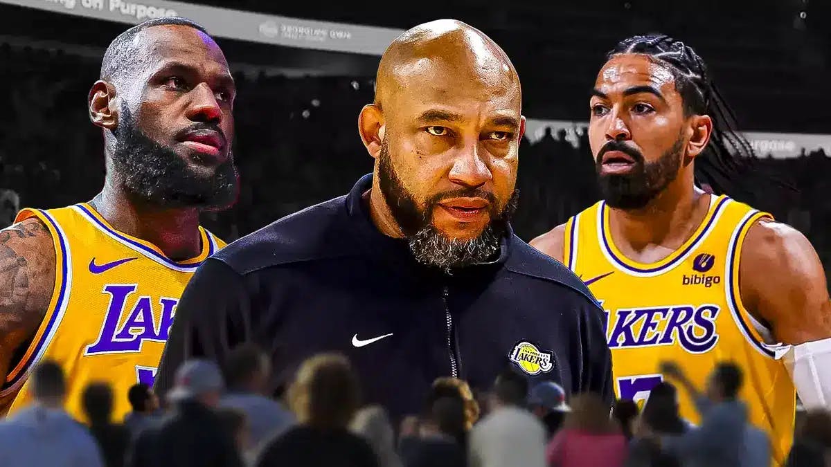 Lakers HC Darvin Ham with LeBron James and Gabe Vincent after loss to DeMar DeRozan Bulls