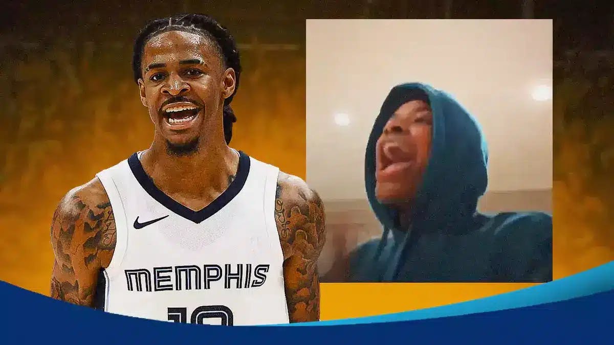 ACTION SHOT of Ja Morant (Grizzlies) with fire in eyes