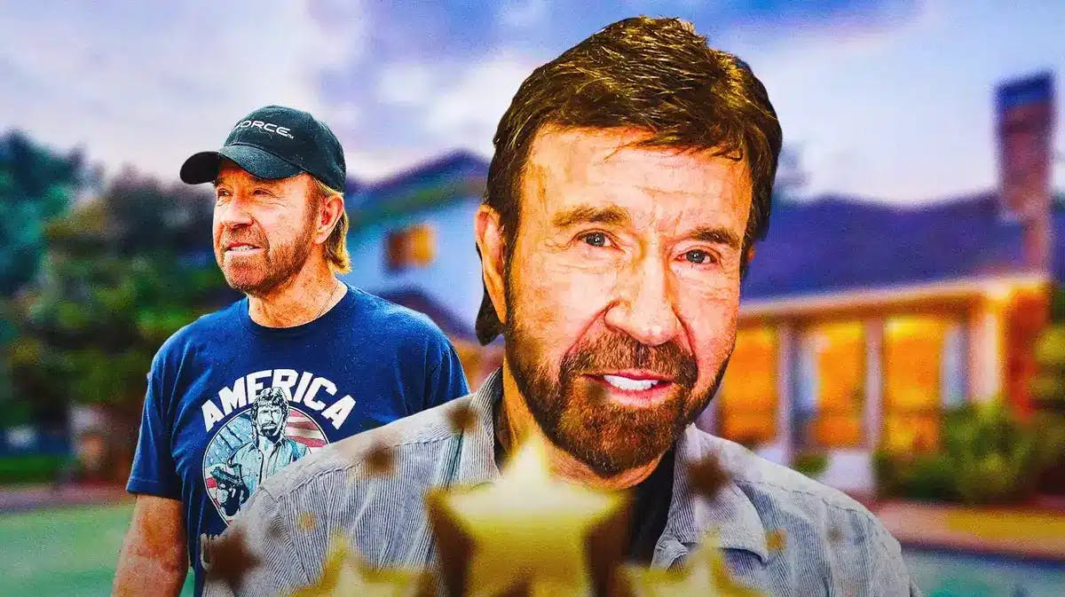 Chuck Norris in front of his former mansion.