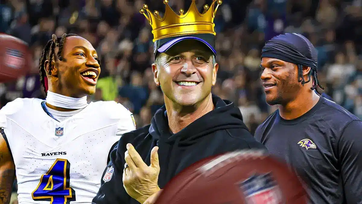 Ravens John Harbaugh Zay Flowers and Lamar Jackson after win over Dolphins